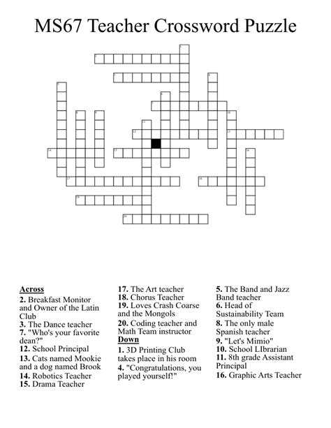 teacher crossword clue